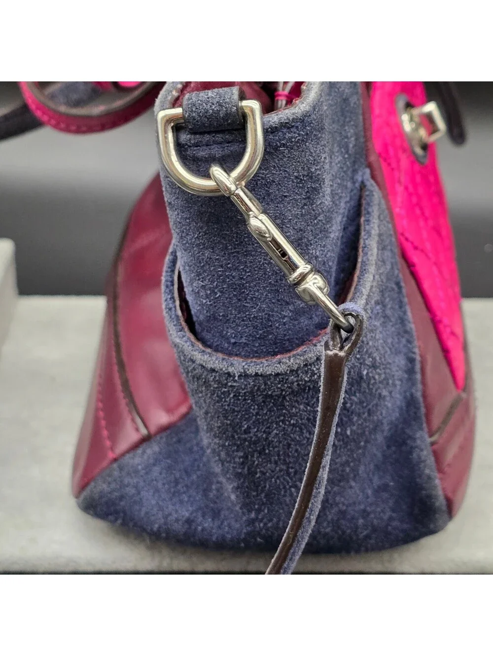 COACH Y2K Colorblock Mixed Media Mini Tote  Suede Quilted Leather